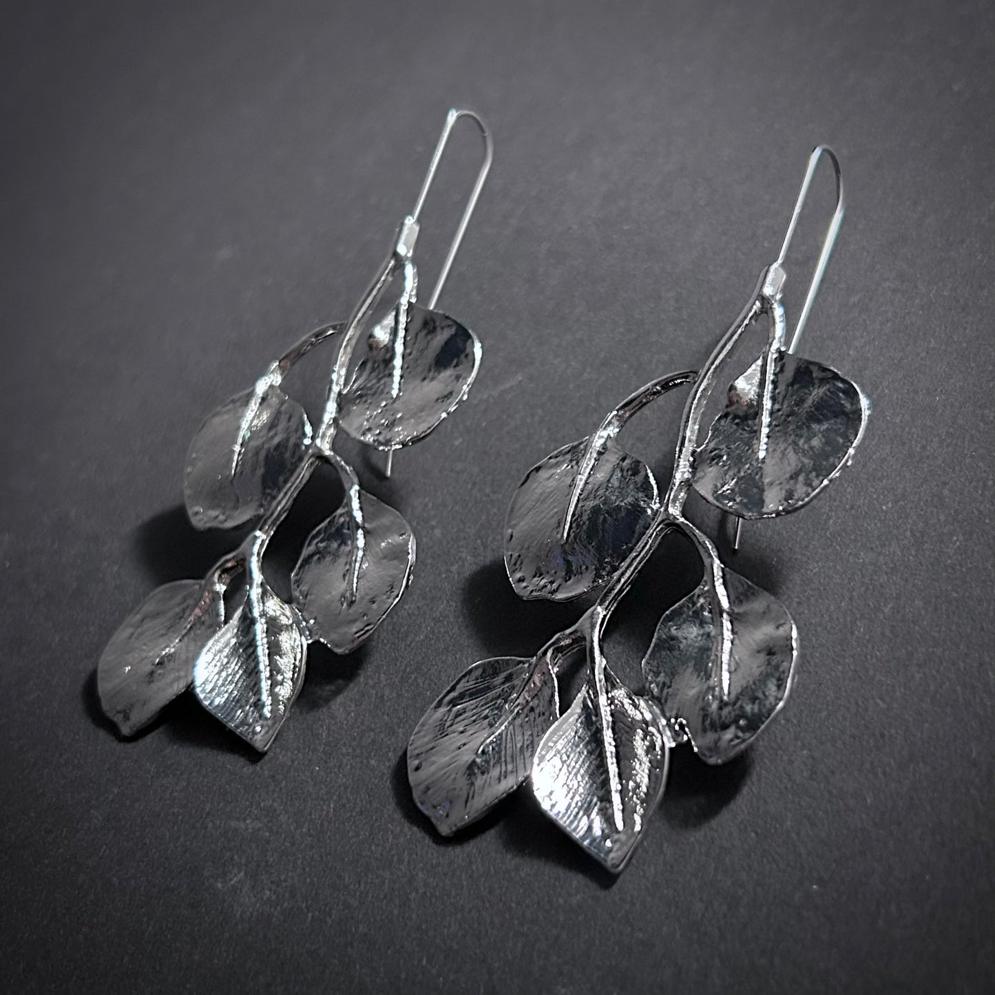 Silver Leaf & Branch Statement Earrings