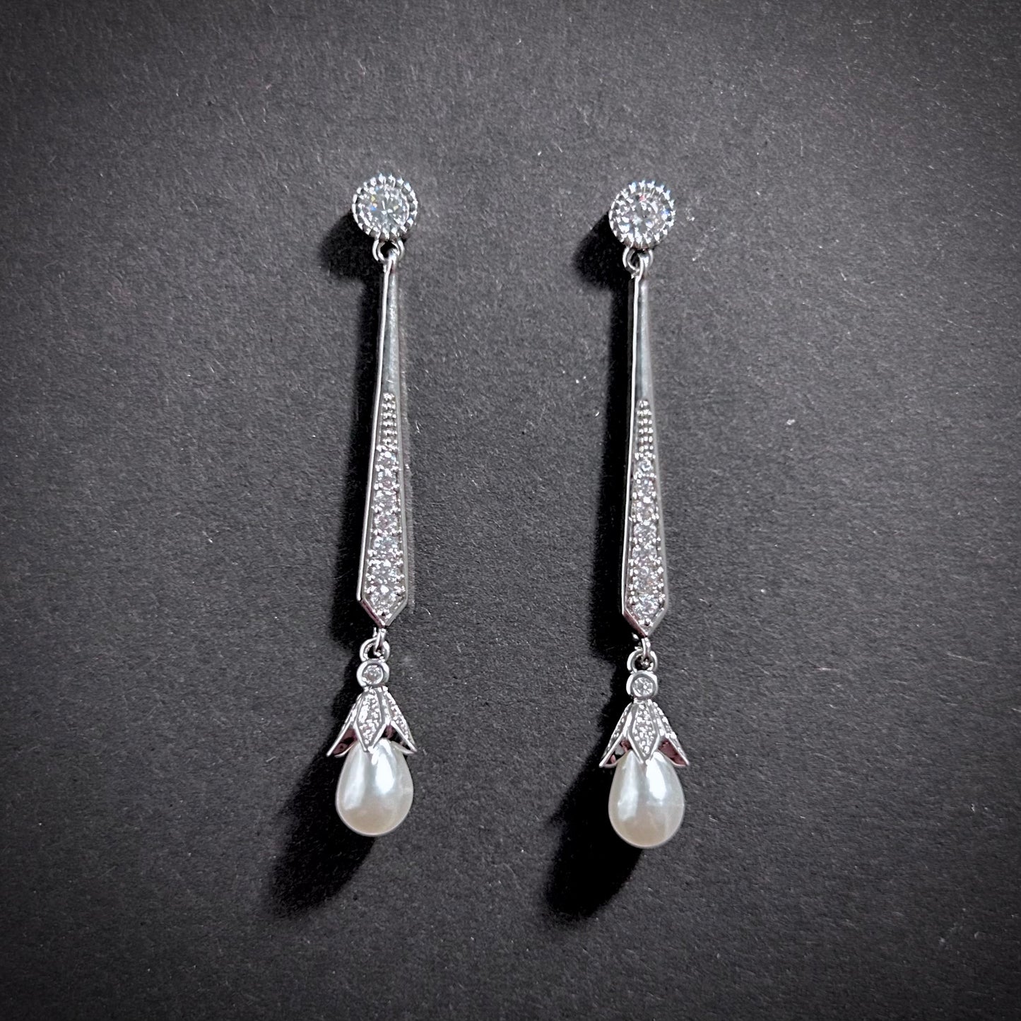Pearl Silver Simple Drop Earrings