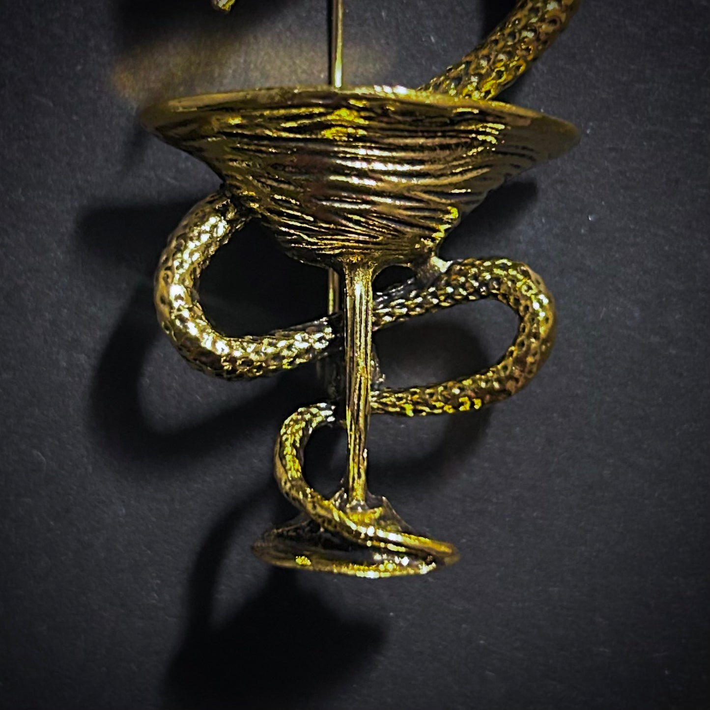 Bowl of Hygieia Snake & Chalice Gold Brooch Lapel Pin