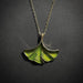 Ginkgo Leaf Enameled Necklace