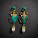Scarab & Baroque Pearl Jade Green Earrings