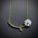 Daisy Flower on Stem White & Gold Choker Necklace