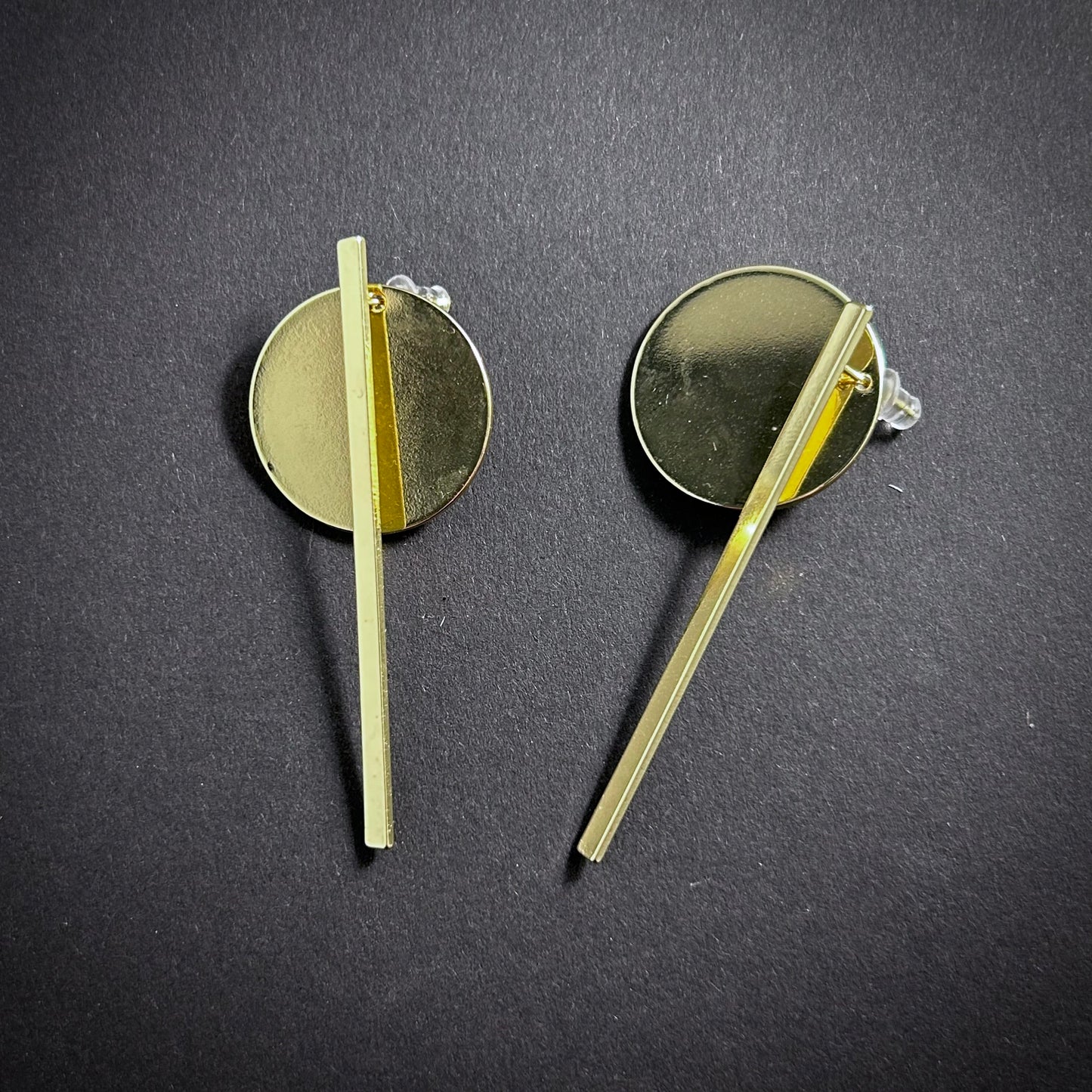 Stick & Circle Ear Jacket Earrings in Gold