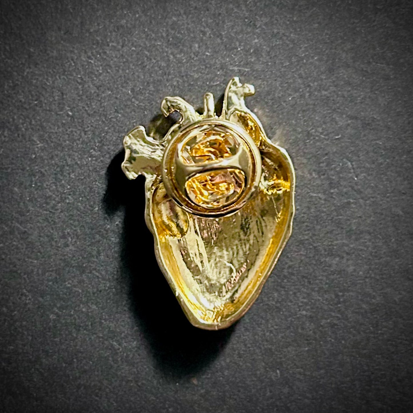 Anatomical Heart Gold Brooch Pin