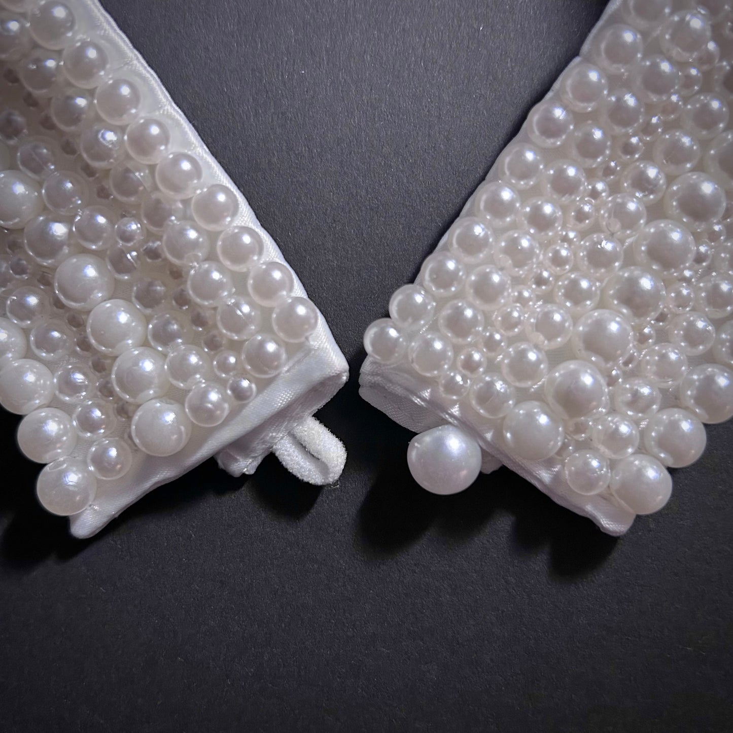 White Pearl Covered Shirt Collar Statement Necklace