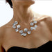 Silver Leaf & Branch Statement Bib Necklace