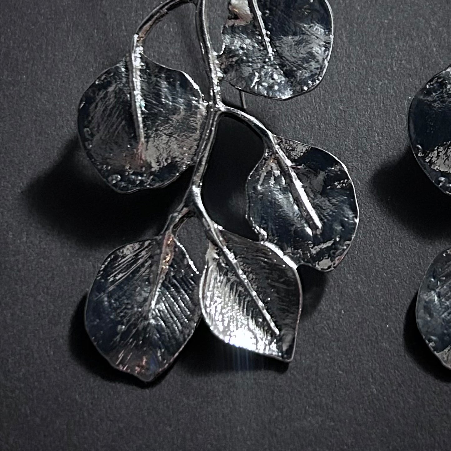 Silver Leaf & Branch Statement Earrings