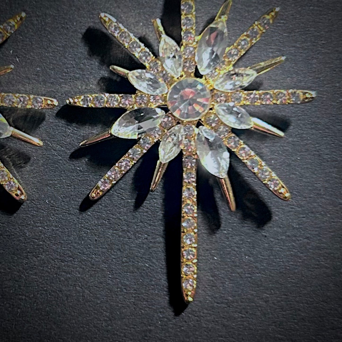 Starburst Gold Crystal Stud Earrings