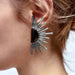 Black & Silver Sun Ray Fan Earrings