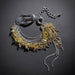 Leaves & Chain Organic Shaped Mixed Metal Statement Bracelet