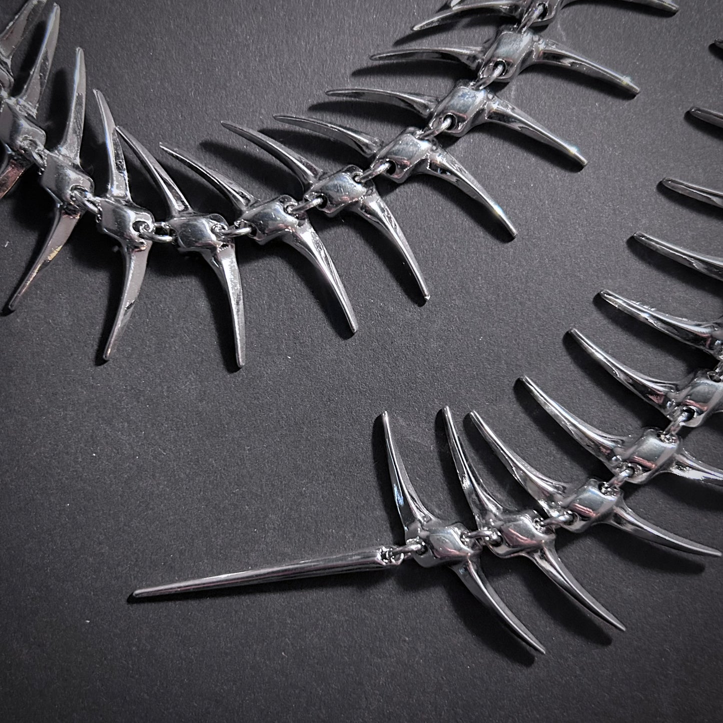 Skeleton Spine Silver Backdrop Necklace
