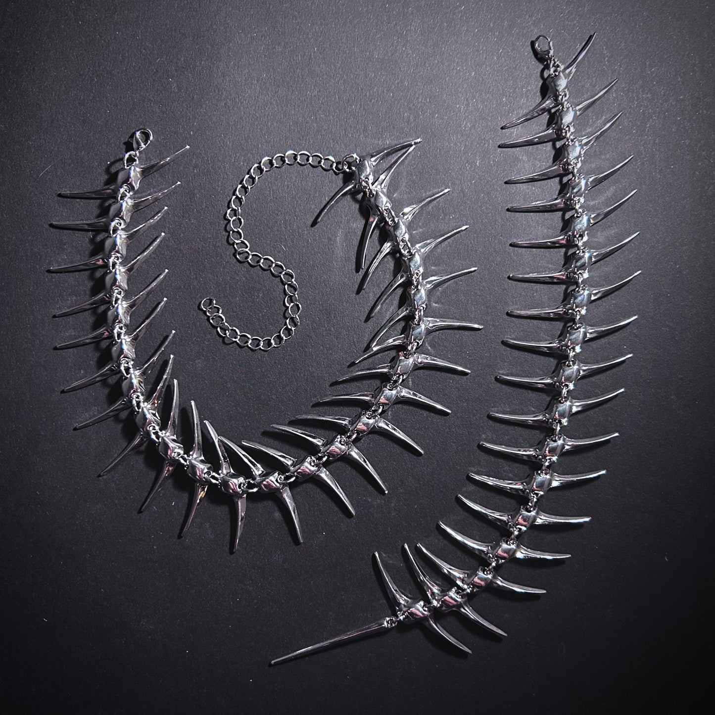 Skeleton Spine Silver Backdrop Necklace