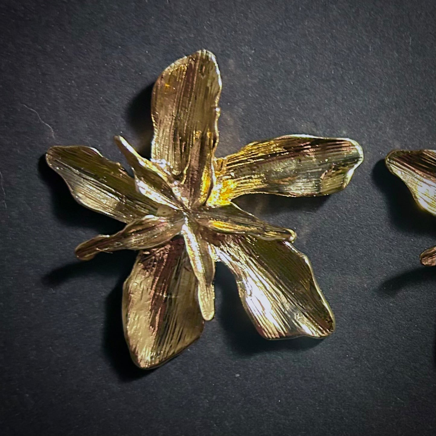 Oversized Golden Flower Stud Statement Earrings