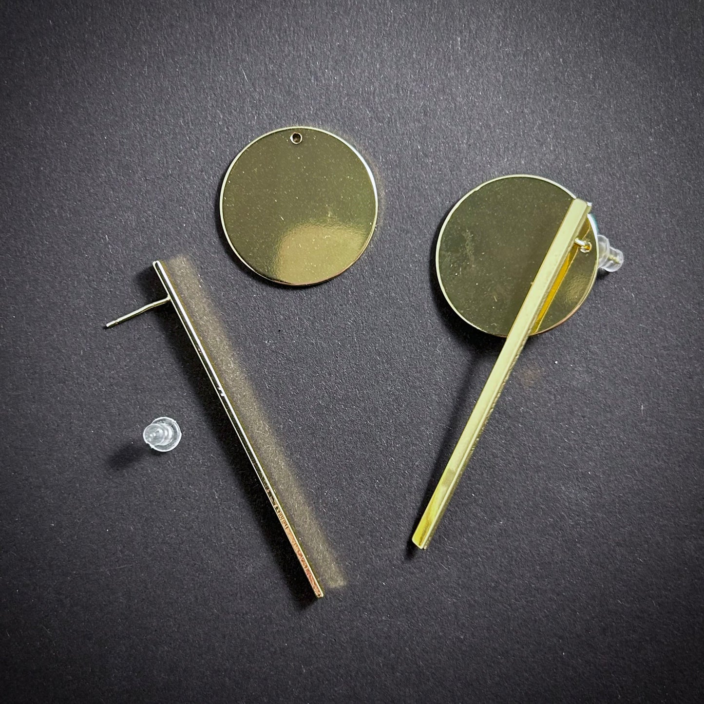 Stick & Circle Ear Jacket Earrings in Gold