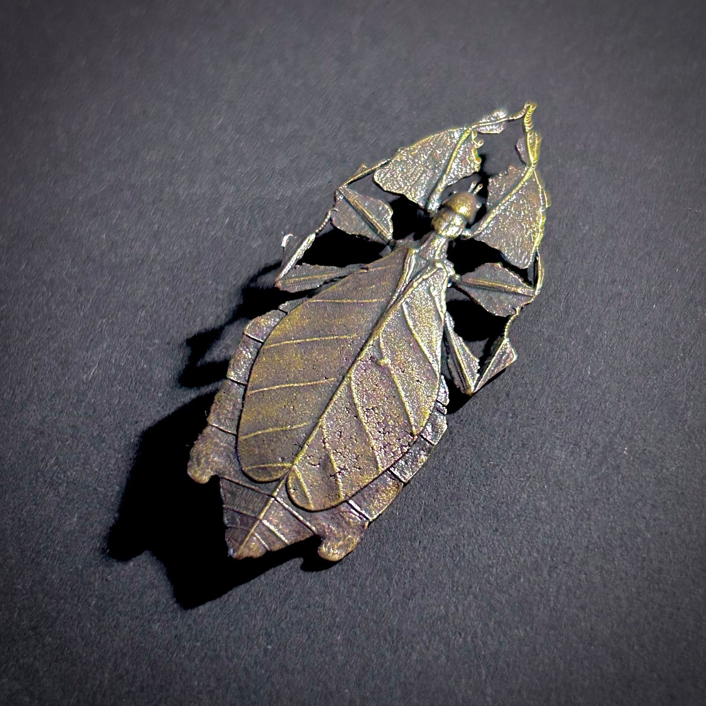 Leaf Insect Antiqued Bronze Brooch