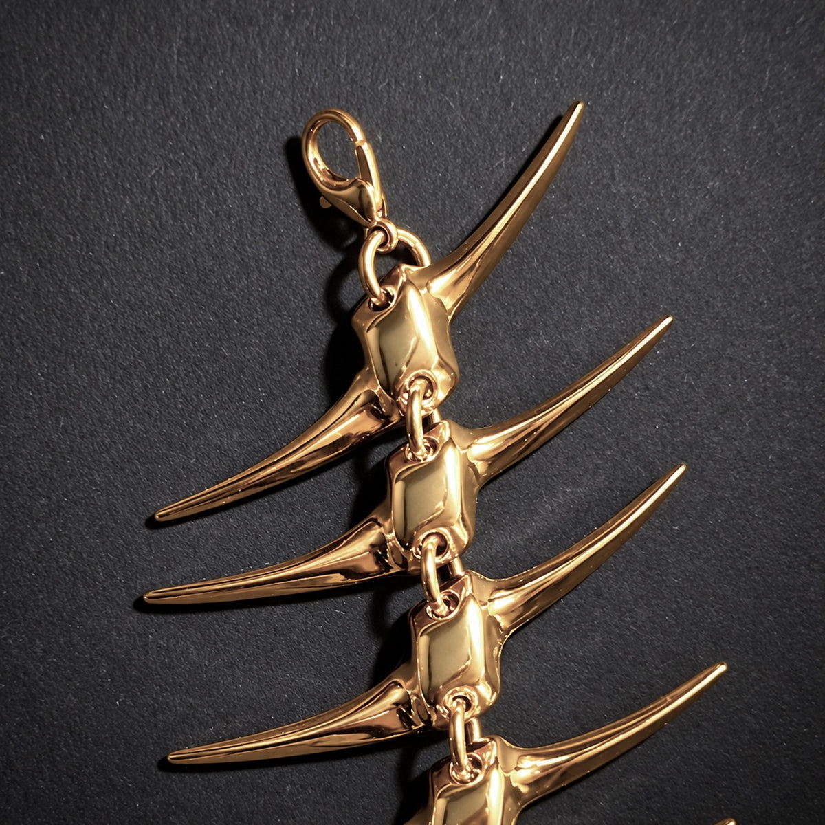 Skeleton Spine Gold Backdrop Necklace