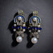 Art Deco Pearl & Turquoise Gold Earrings