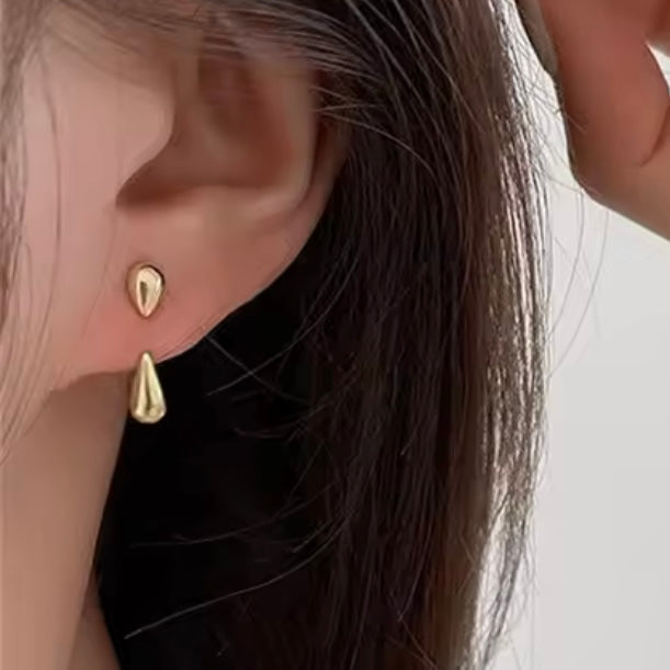 Droplet Earrings with Ear Jacket in Gold