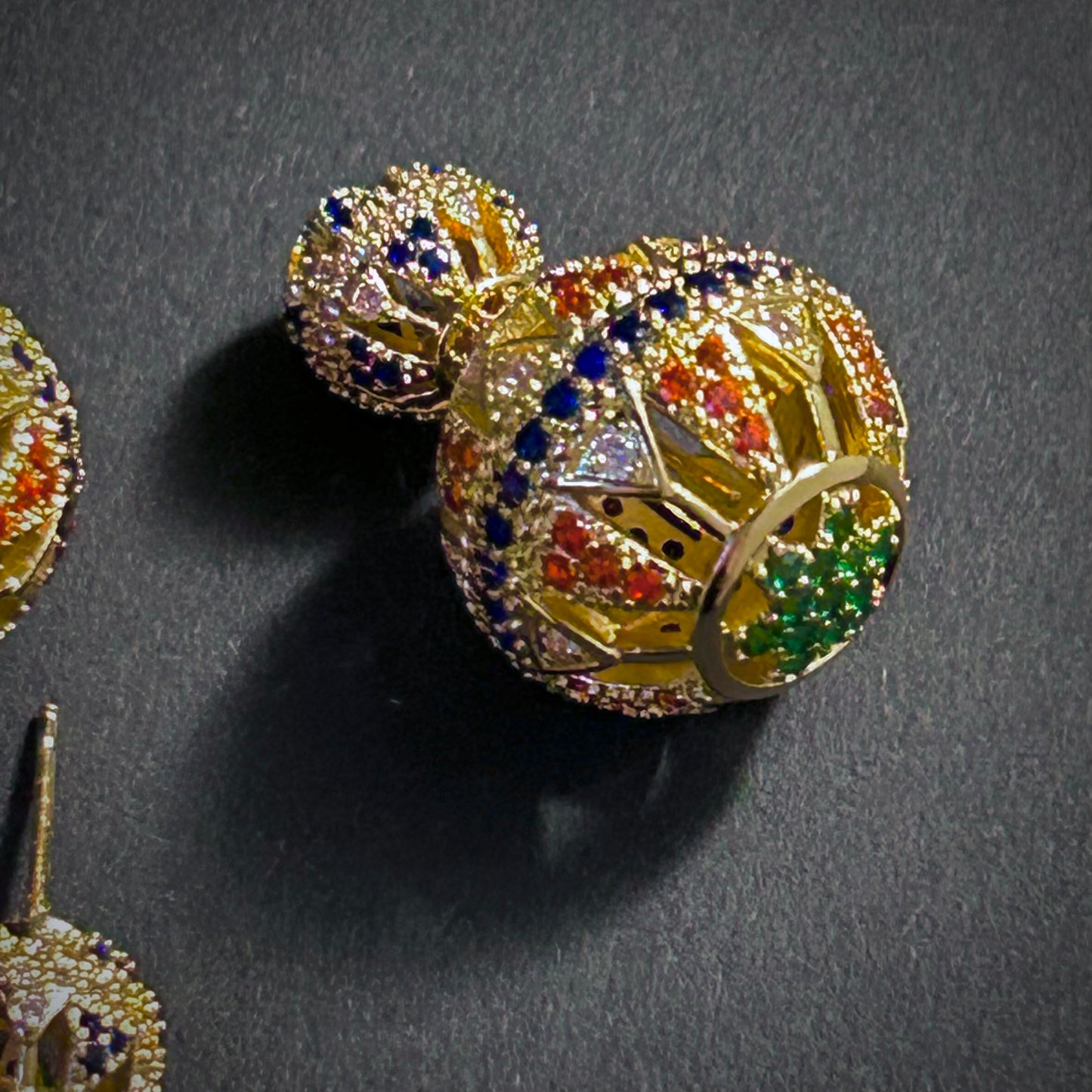 Byzantine Revival Multi-Color & Gold Hollow Orb Filigree Earrings with Back Stopper