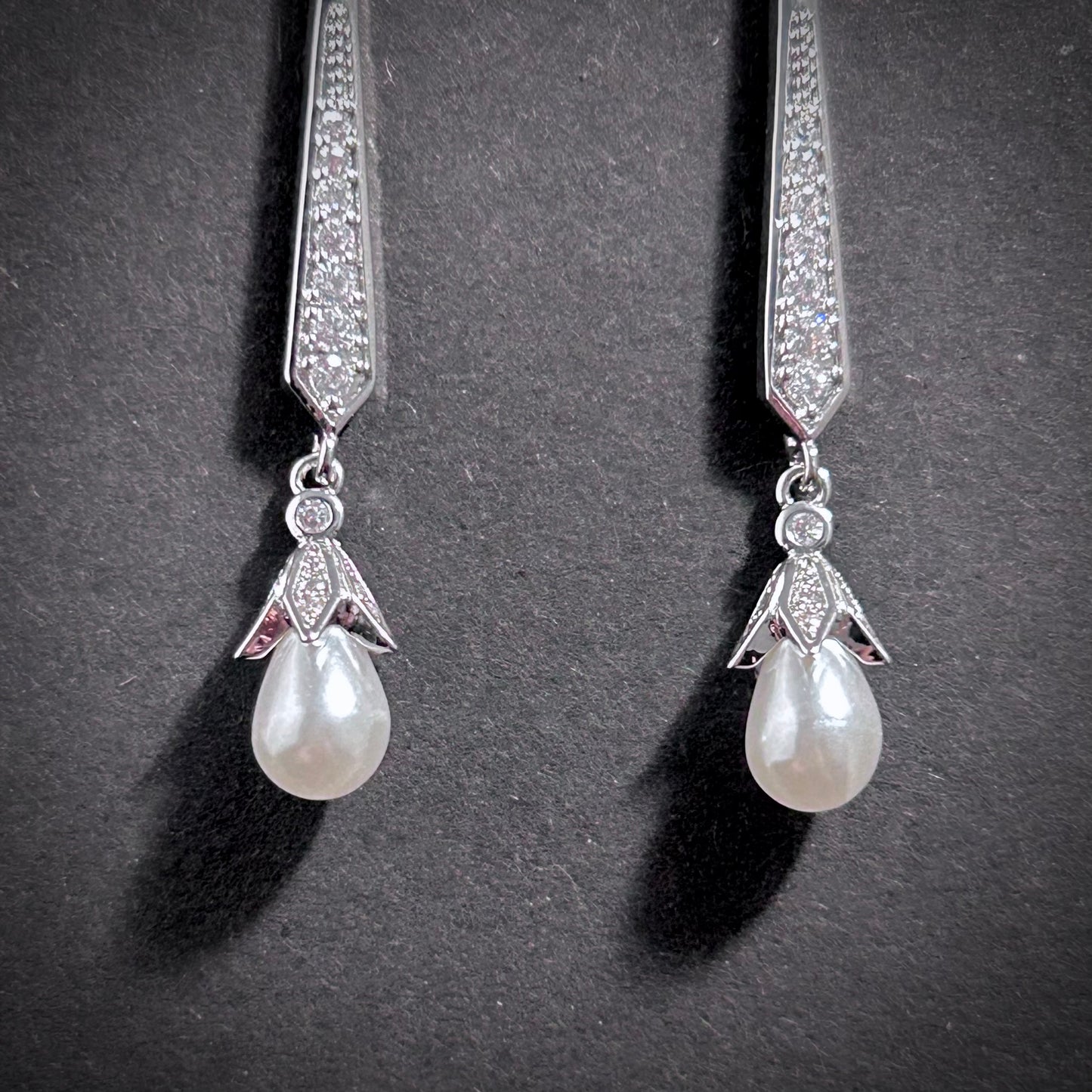 Pearl Silver Simple Drop Earrings