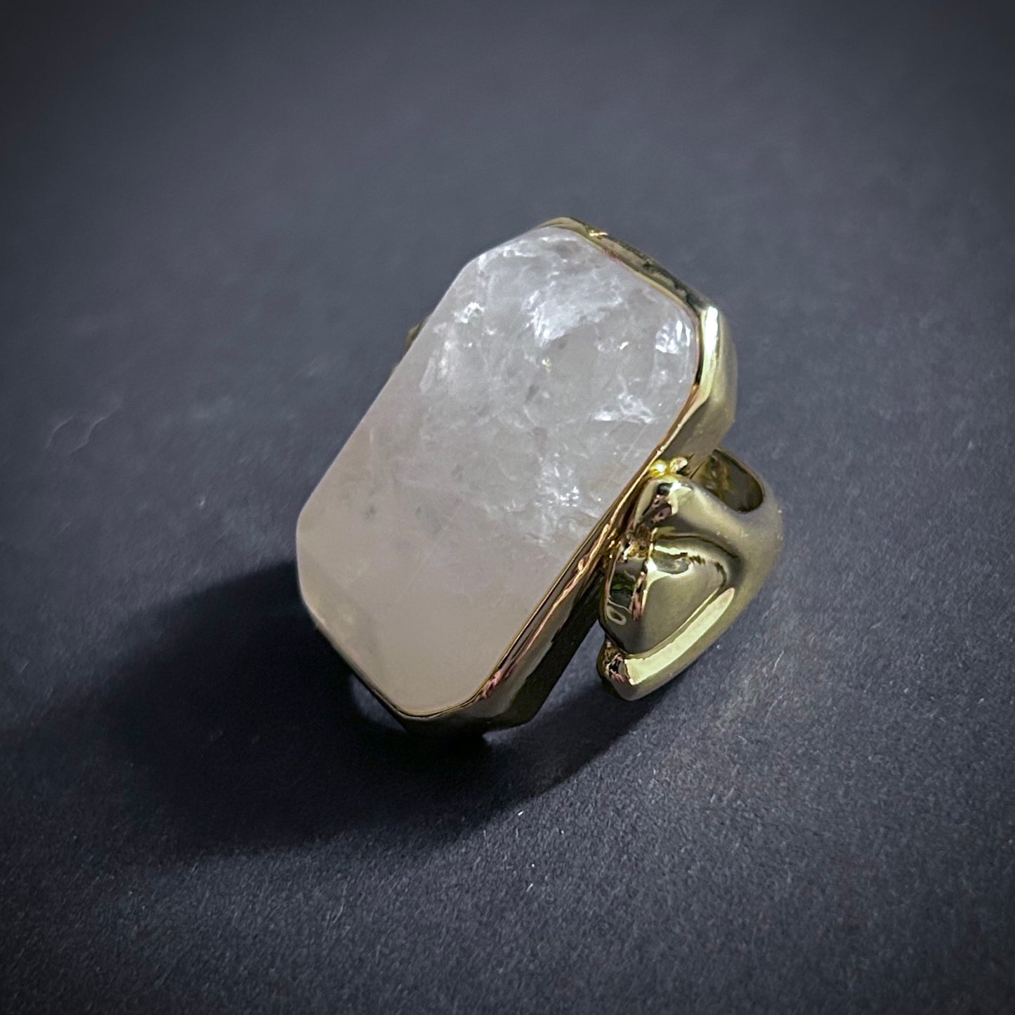 Oversized Gold & Cloudy Quartz Statement Ring