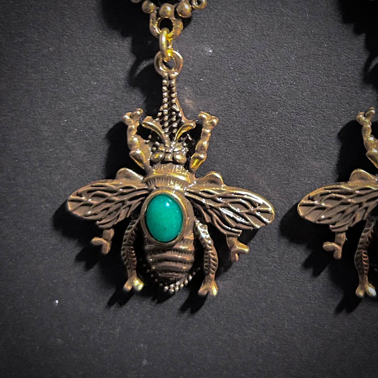 Bee Green & Gold Statement Earrings