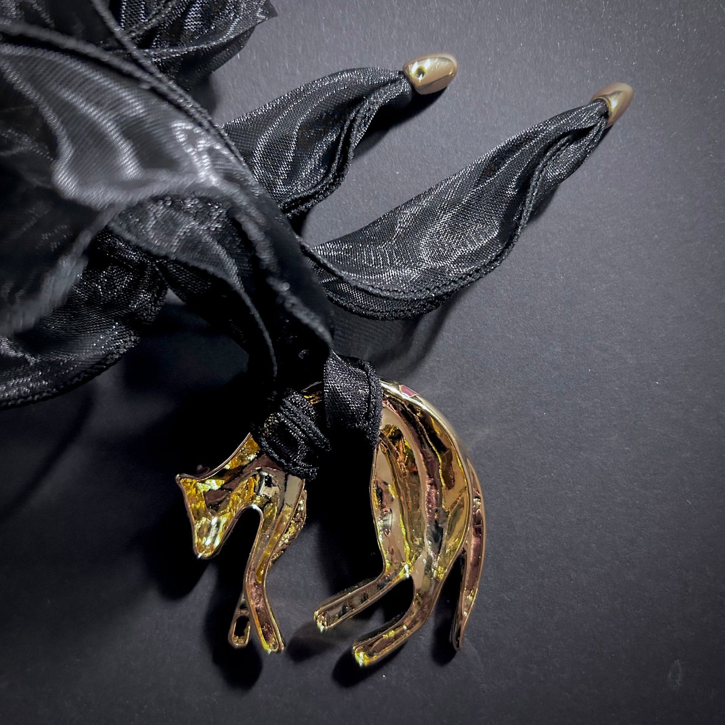 Hanging Leopard Enamel & Organza Necklace