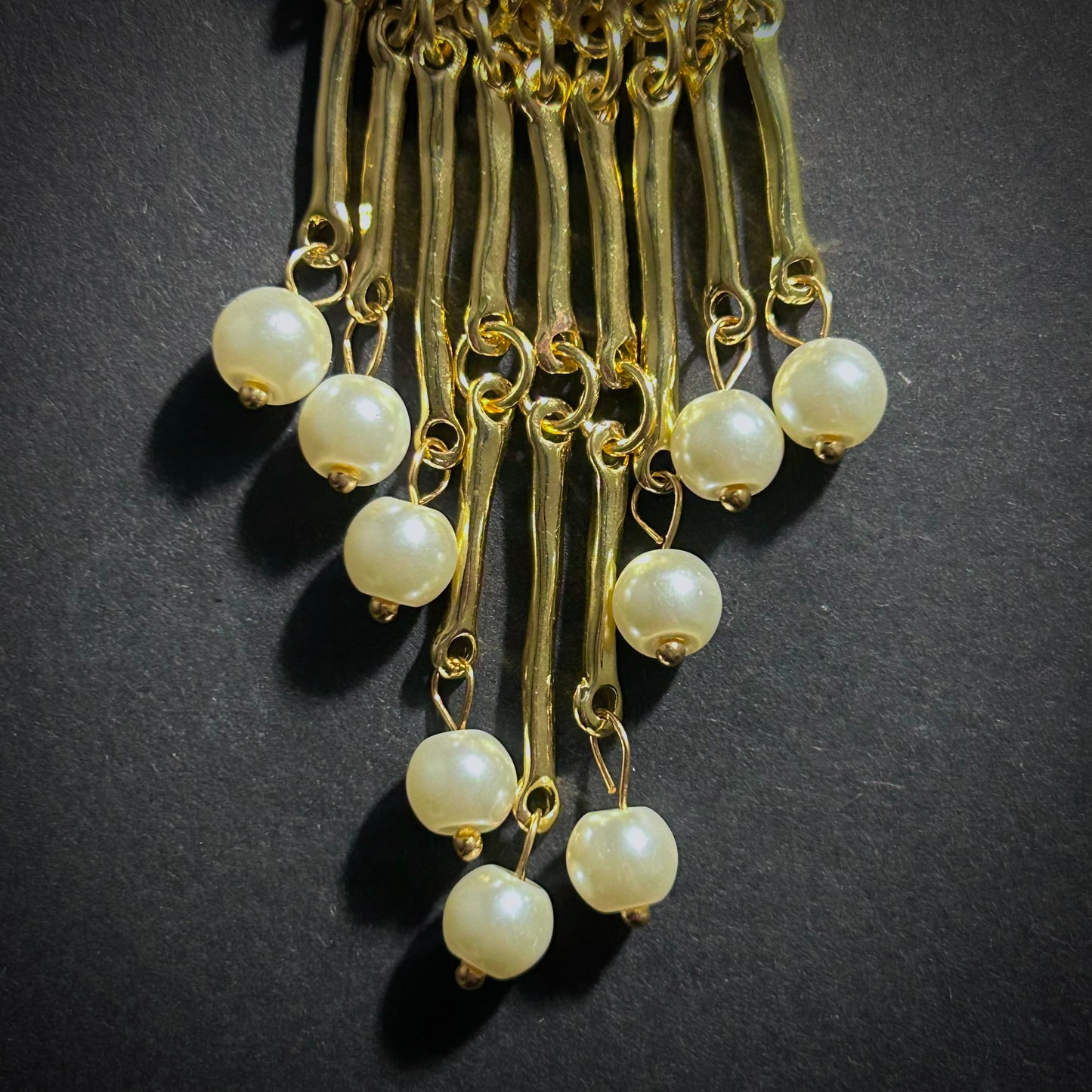 Golden Eye & Pearls Fringe Gold Surrealist Brooch