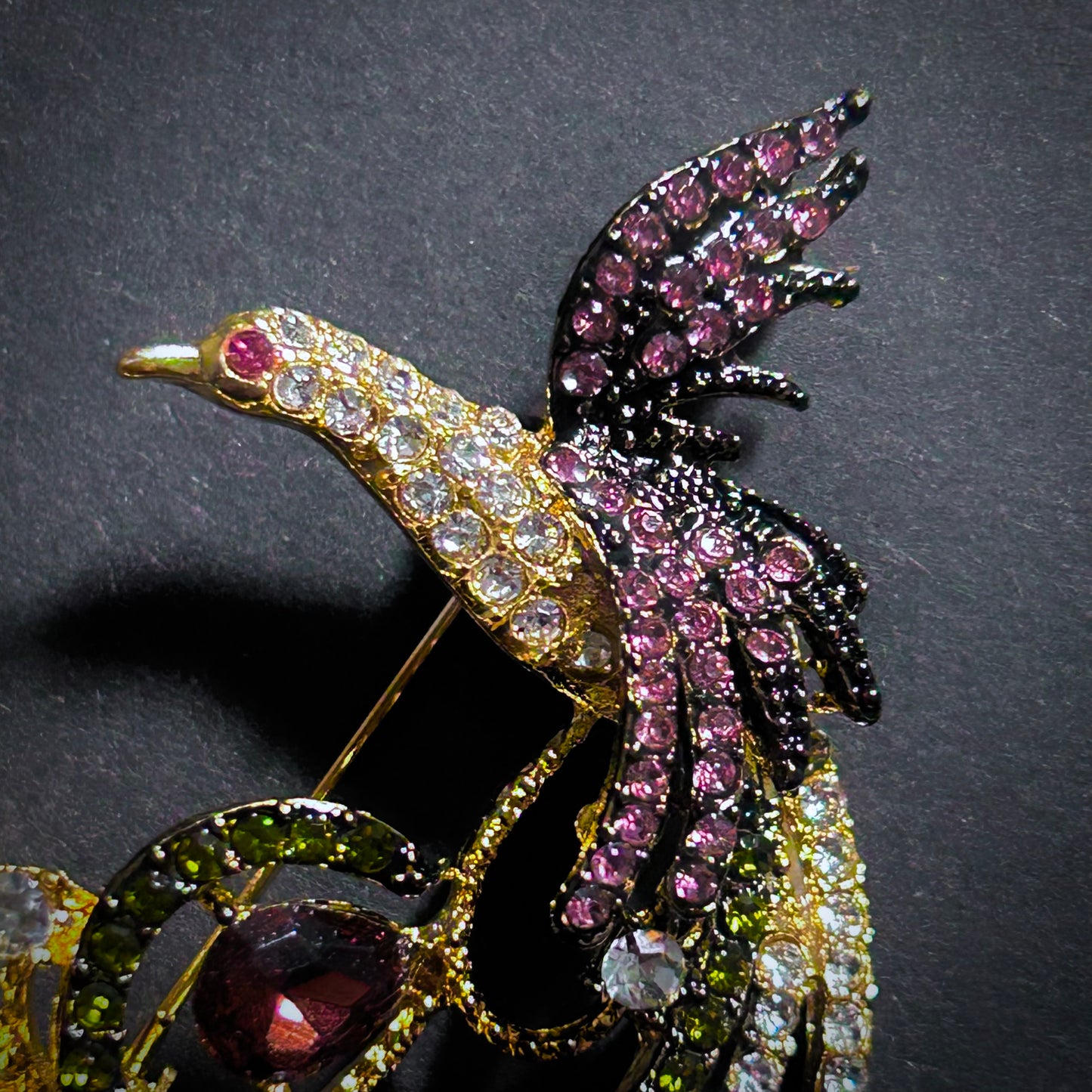 Phoenix Bird Gold & Multi Colored Brooch