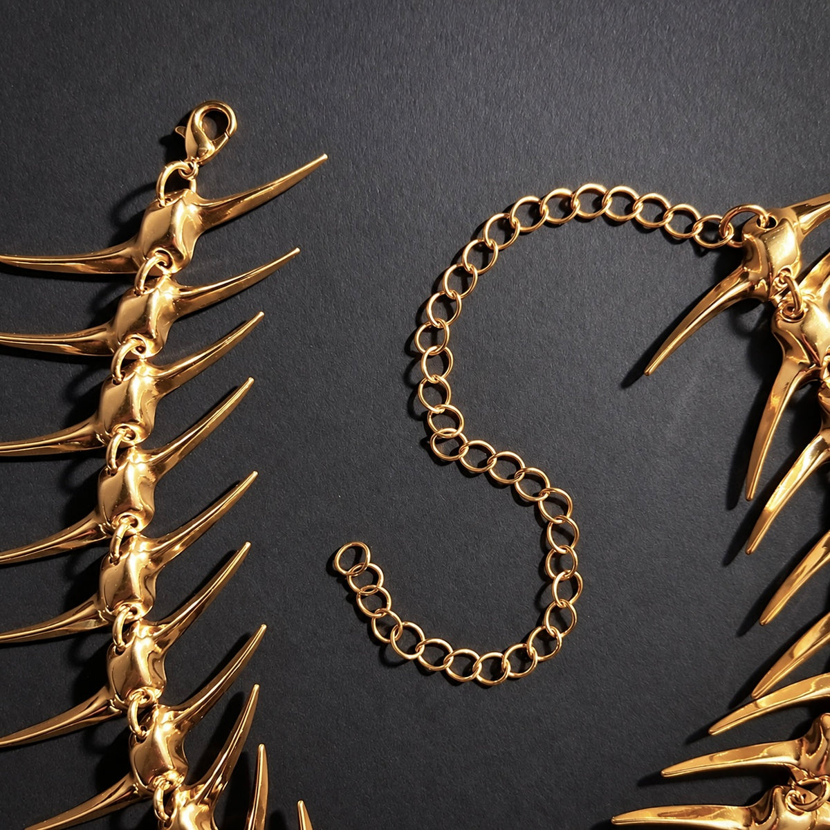 Skeleton Spine Gold Backdrop Necklace