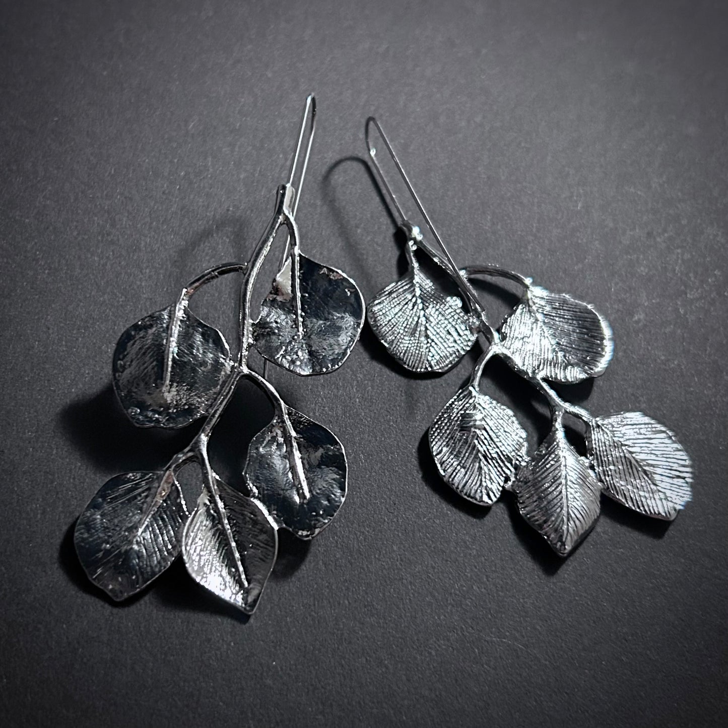 Silver Leaf & Branch Statement Earrings