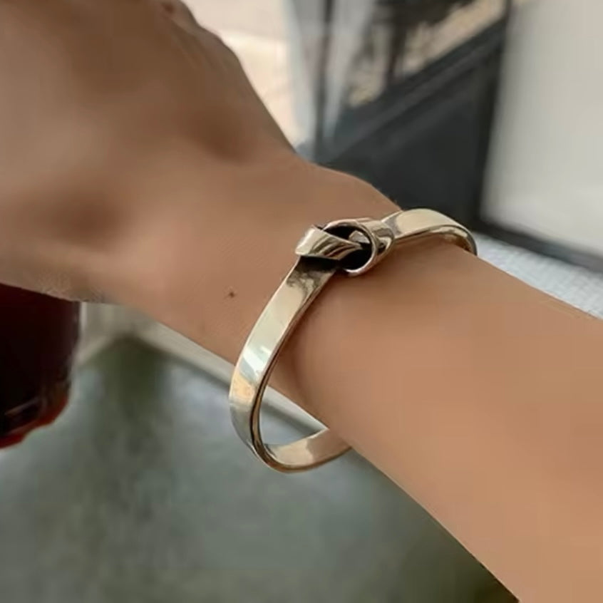 Knot Bangle Bracelet in Silver