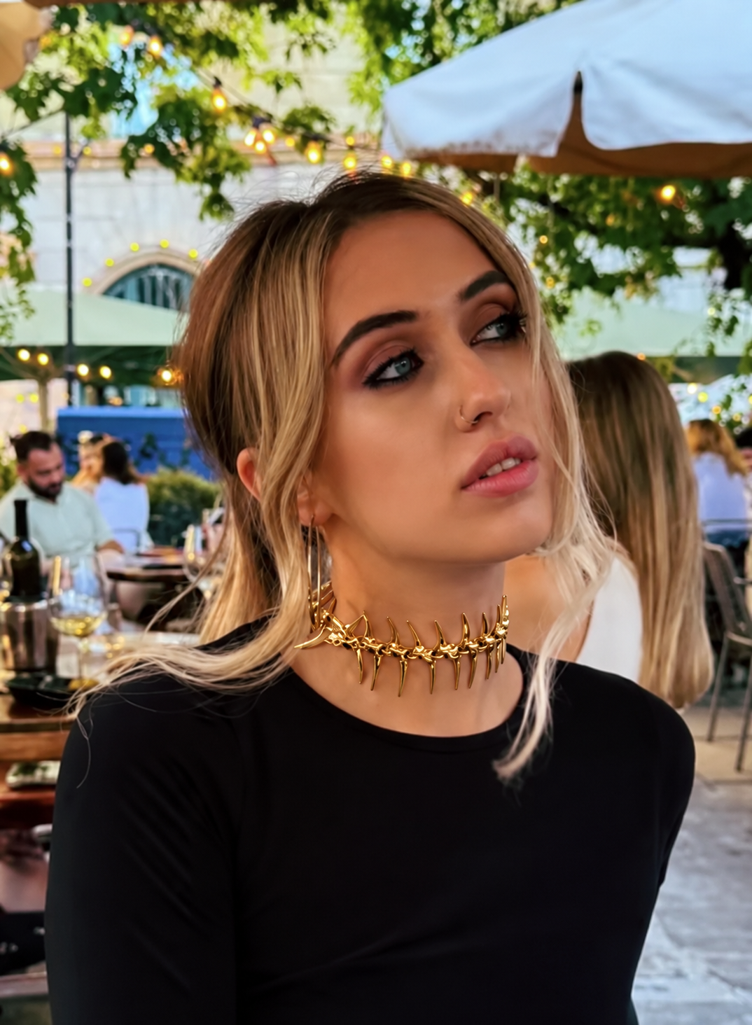 Skeleton Spine Gold Backdrop Necklace