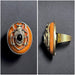 Scarab Beetle Orange Enamel & Antiqued Gold Statement Ring