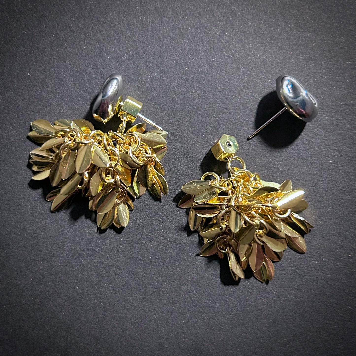 Leaves Ear Jacket & Organic Shaped Stud Mixed Metal Tassel Earrings