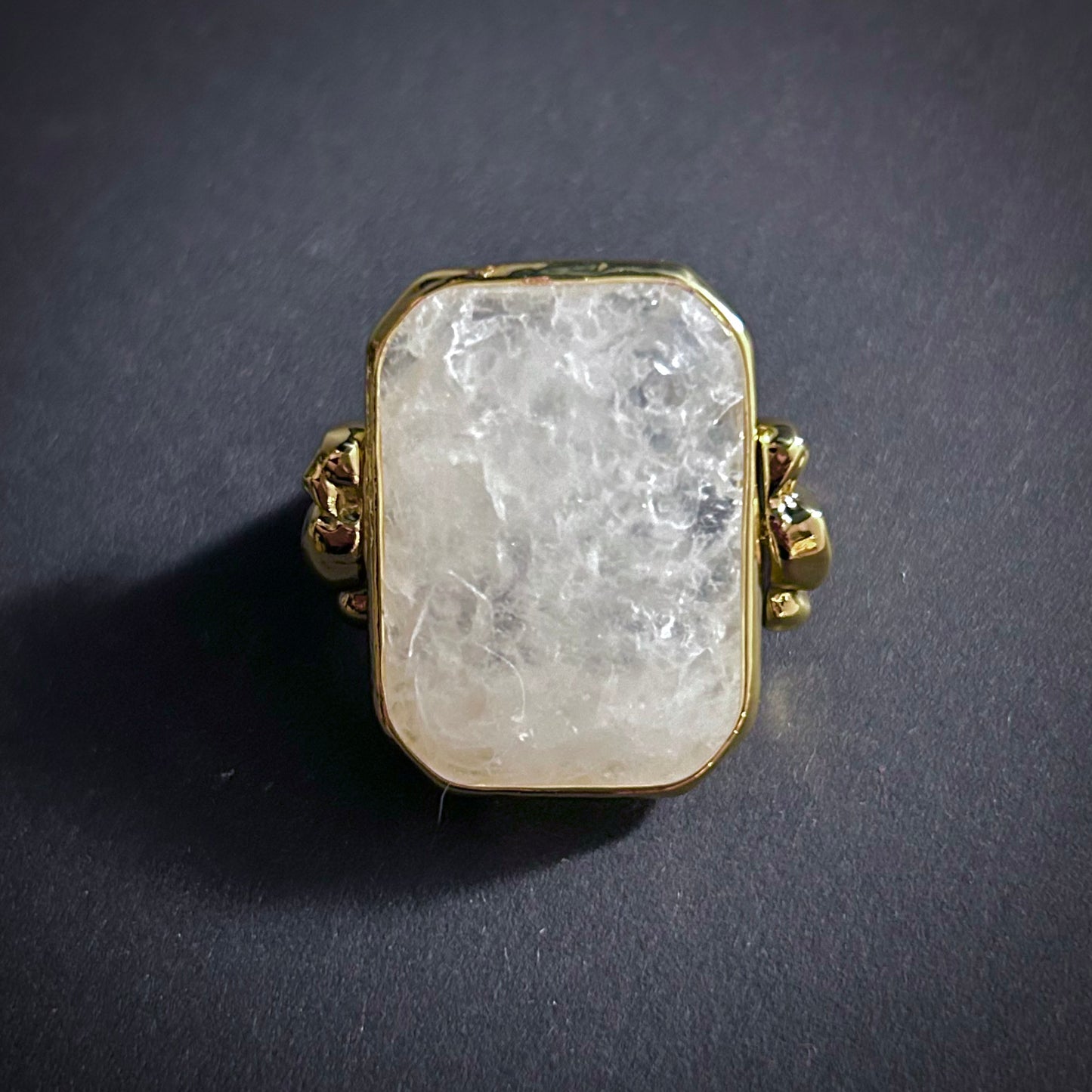 Oversized Gold & Cloudy Quartz Statement Ring