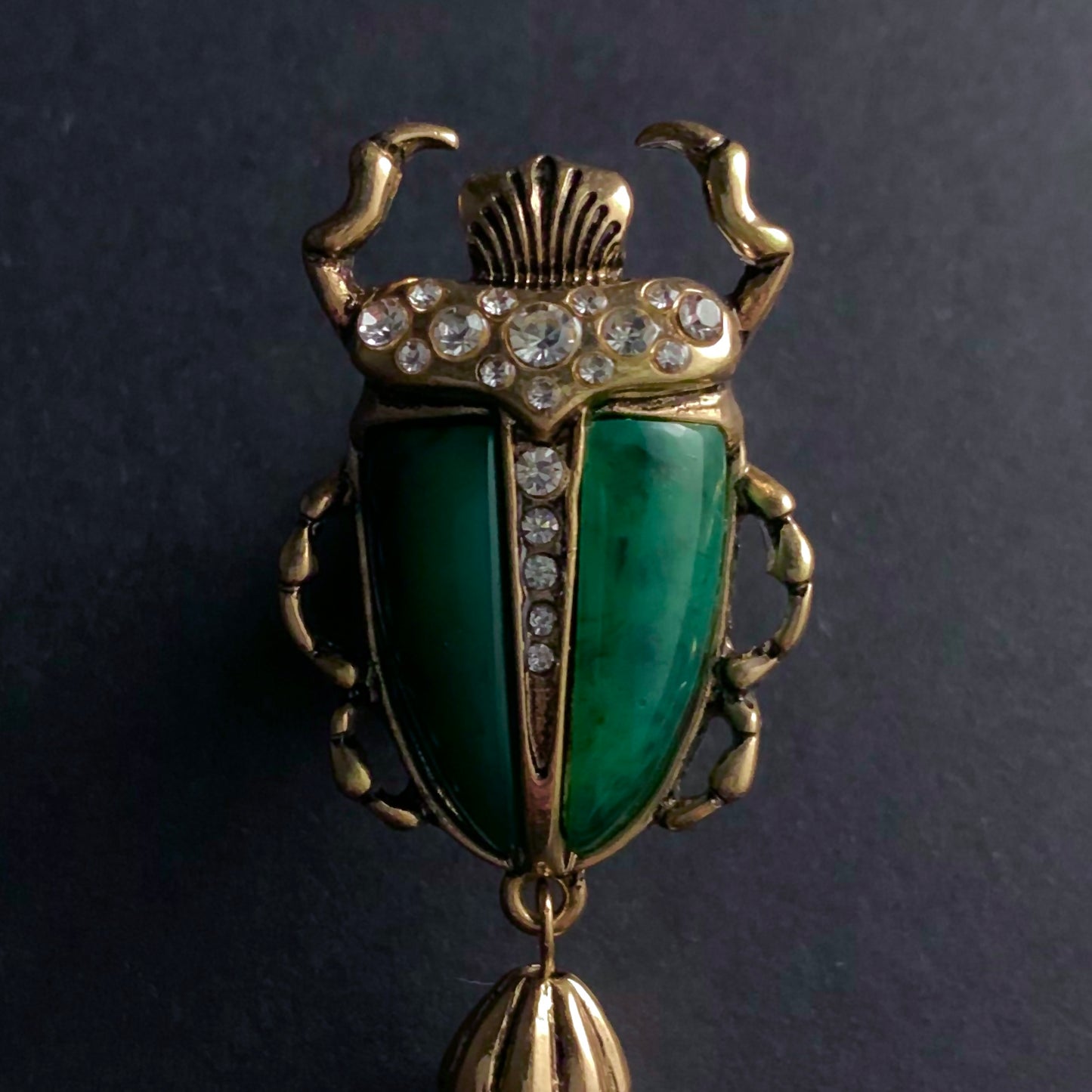 Scarab & Baroque Freshwater Pearl Jade Green Brooch Pin