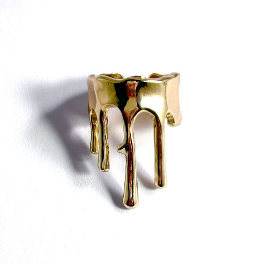 Dripping Metal Adjustable Ring in Gold