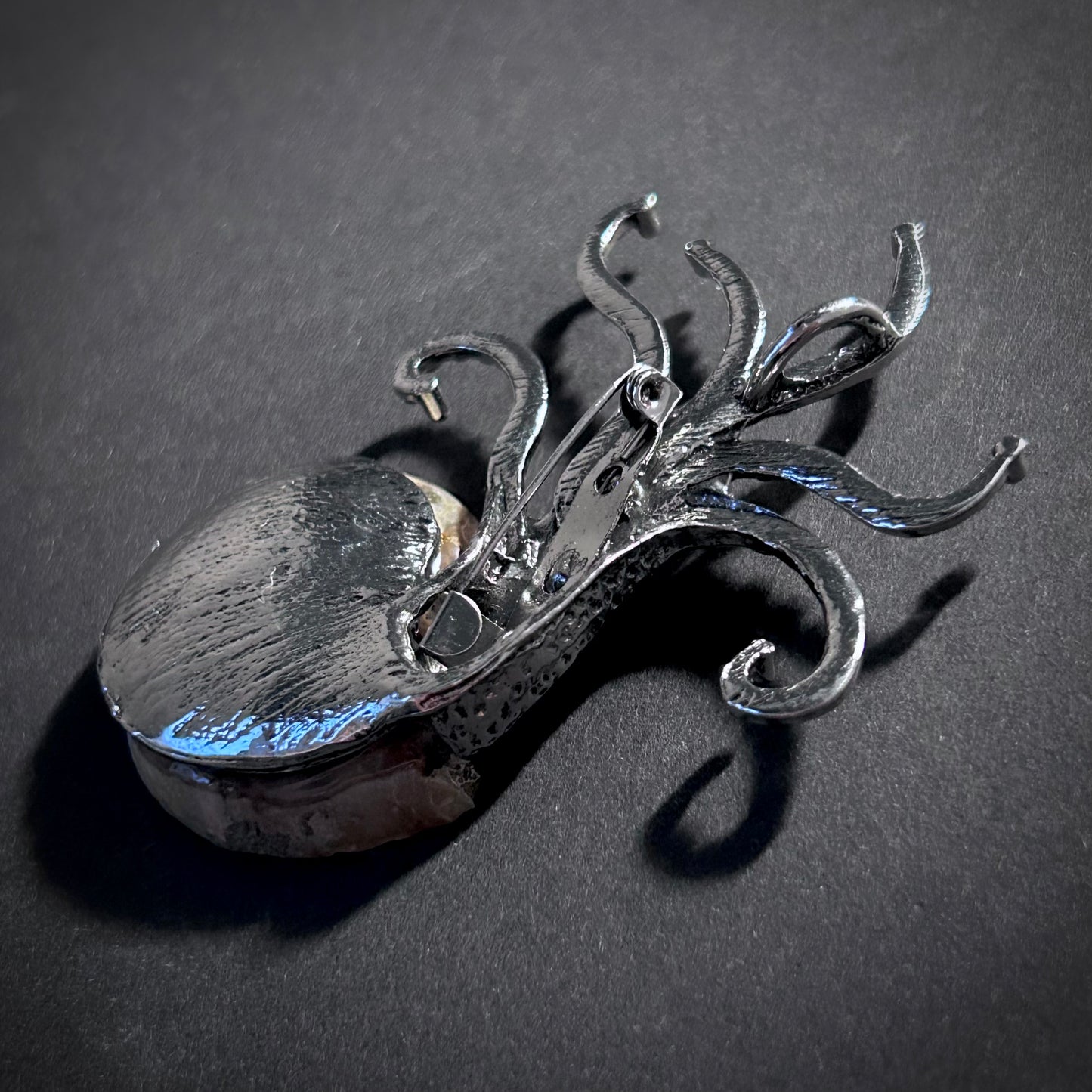Ammonite Fossil Octopus Silver Brooch & Pendant