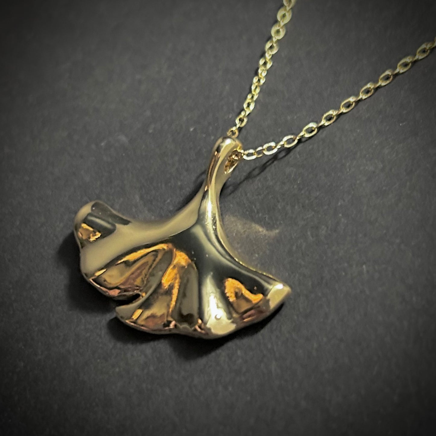 Ginkgo Leaf Enameled Necklace