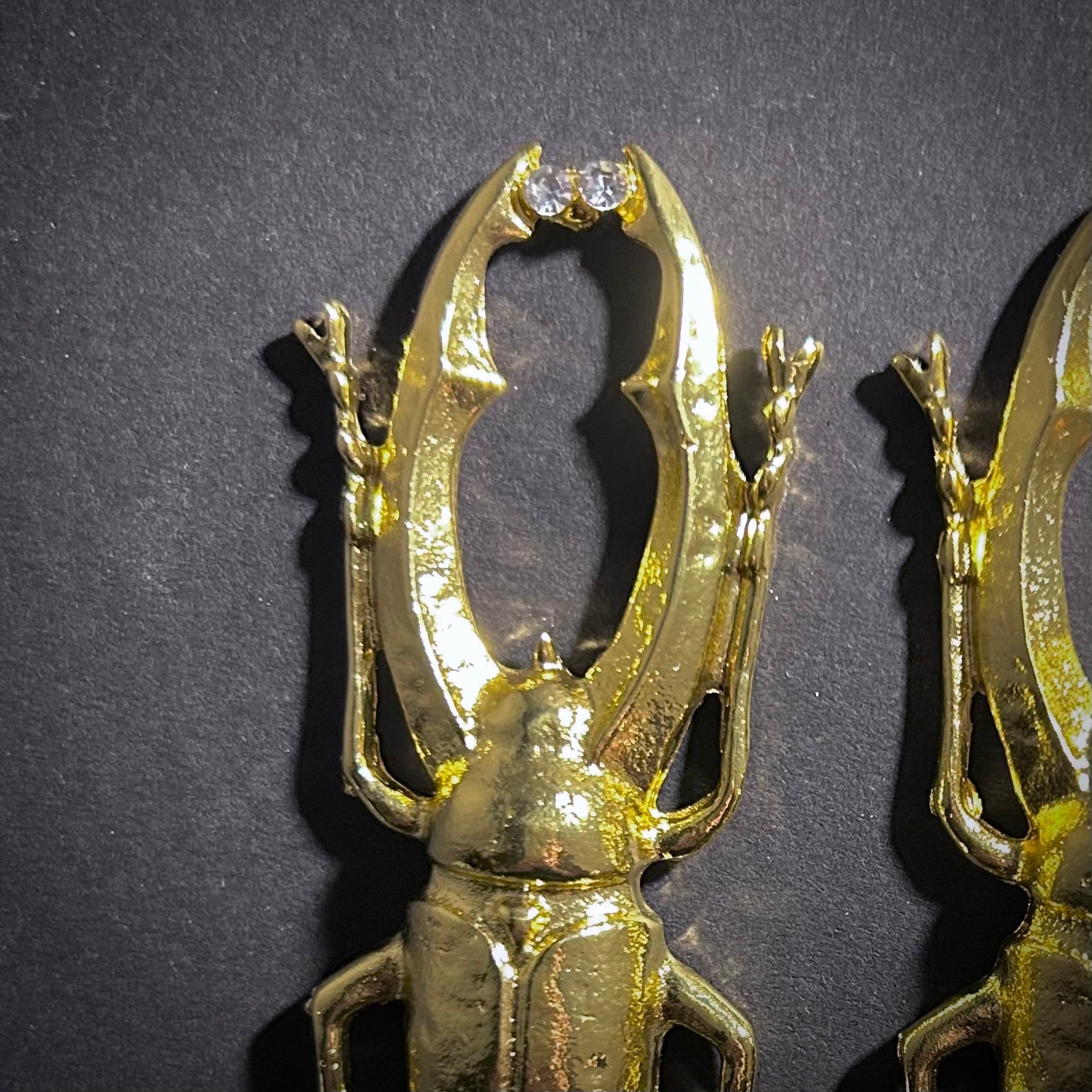 Stag Beetle Large Gold Statement Earrings