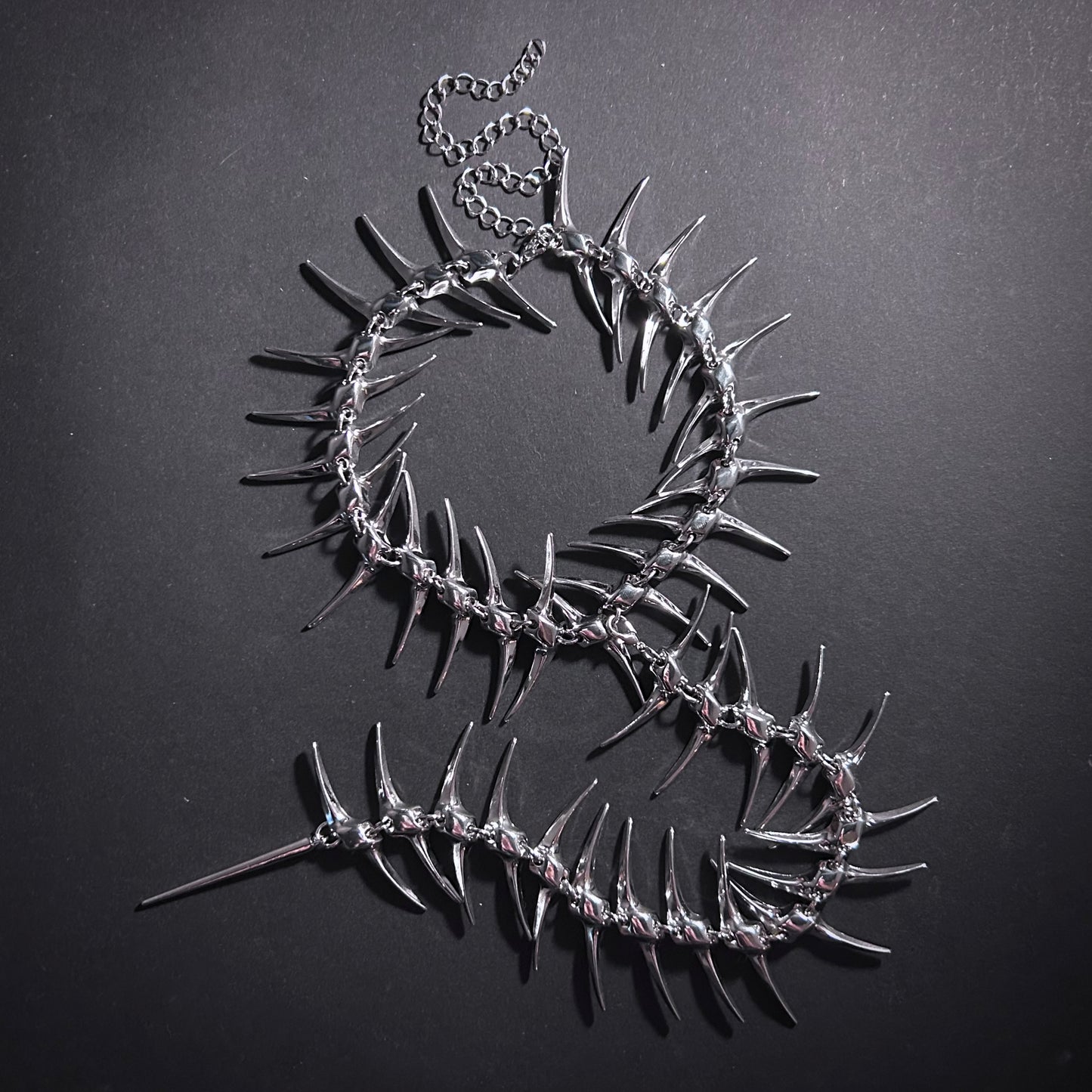 Skeleton Spine Silver Backdrop Necklace