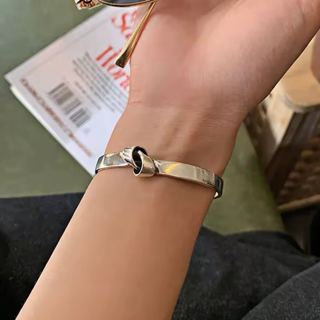 Knot Bangle Bracelet in Silver