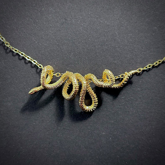 Coiling Snake Pendant Necklace in Gold