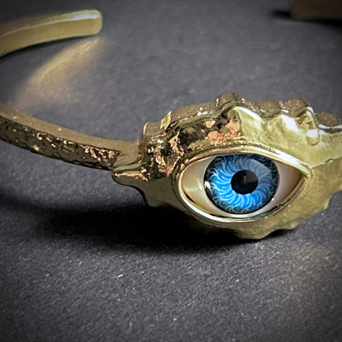 Blue Eye & Gold Surrealist Bangle Braclet