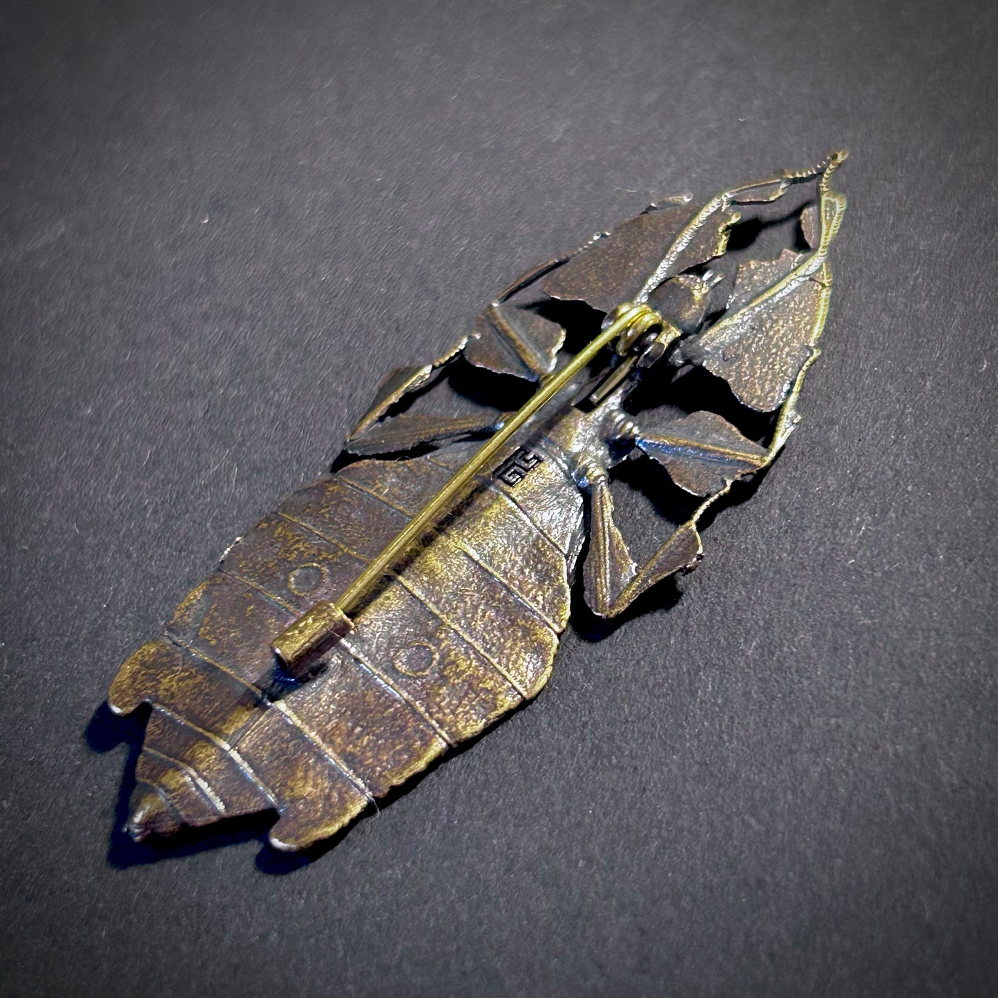 Leaf Insect Antiqued Bronze Brooch