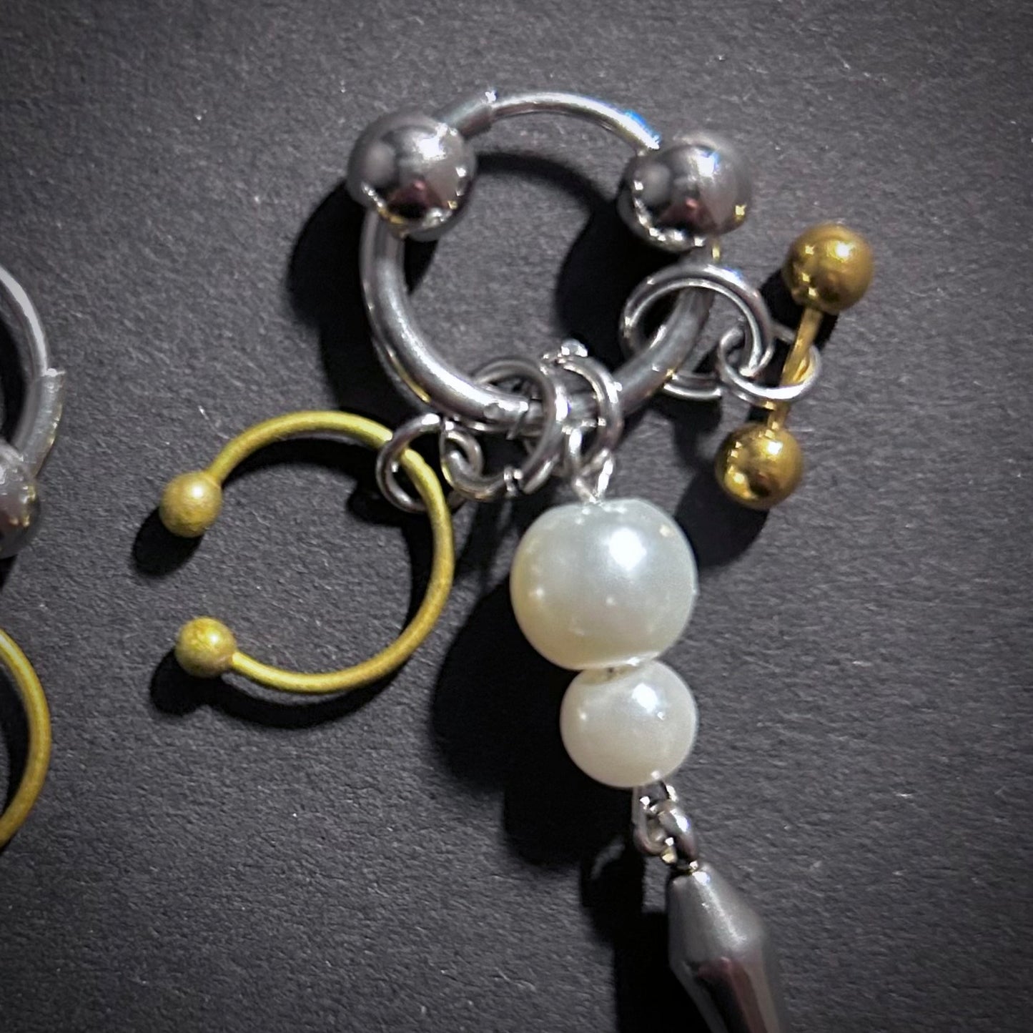 Assorted Piercing Jewelry & Pearl Mixed Metal Punk Earrings