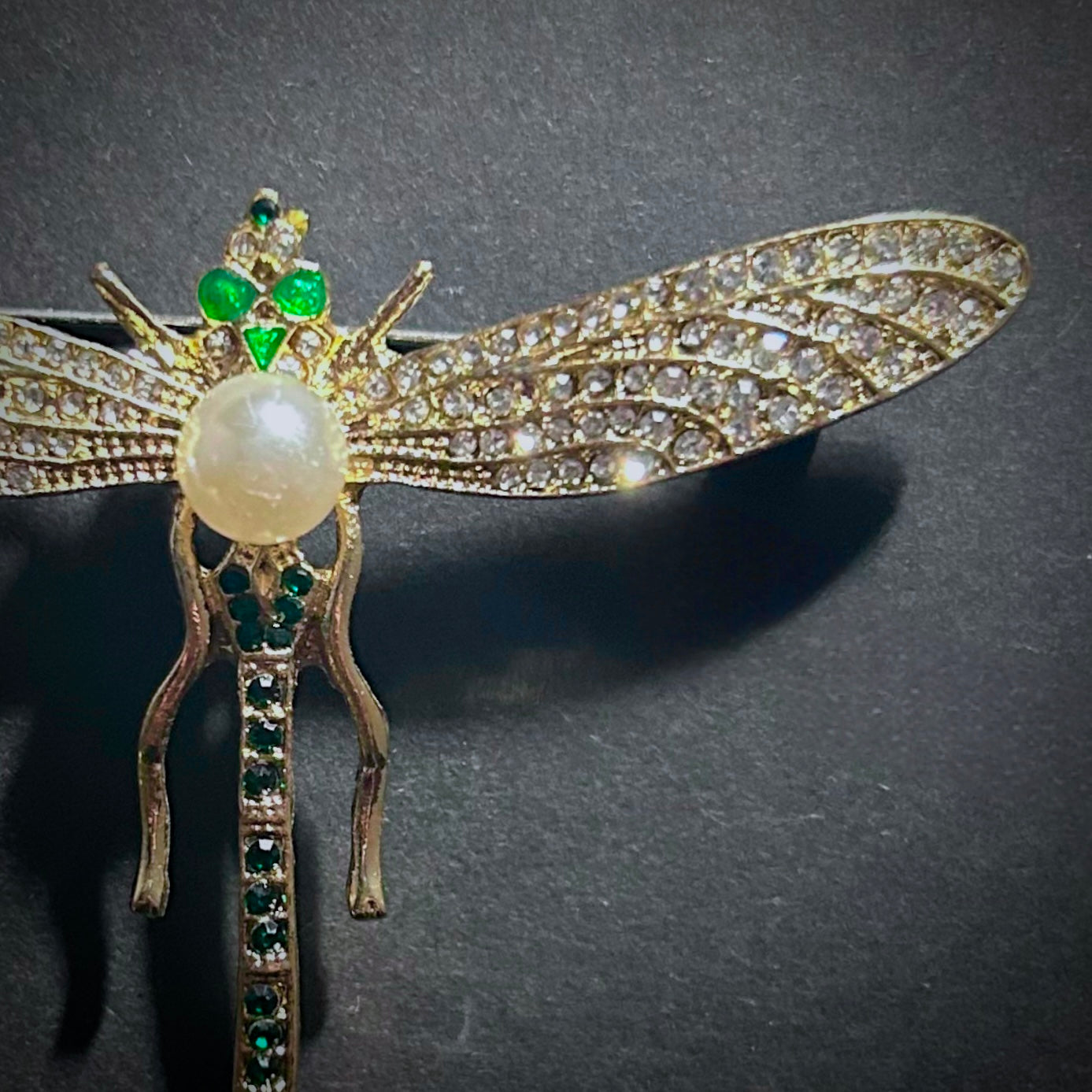 Dragonfly Brooch with Pearl & Rhinestones