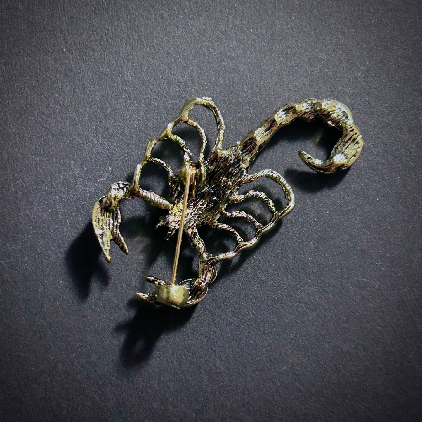 Gold Scorpion Brooch with Turquoise & Clear Rhinestones
