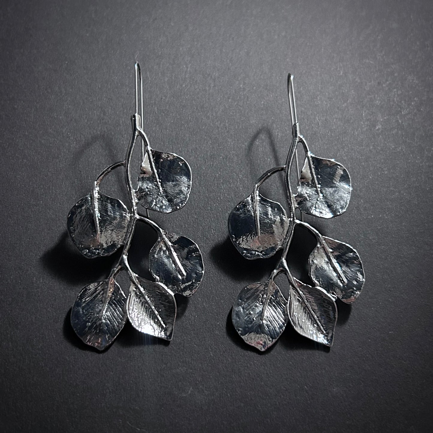 Silver Leaf & Branch Statement Earrings